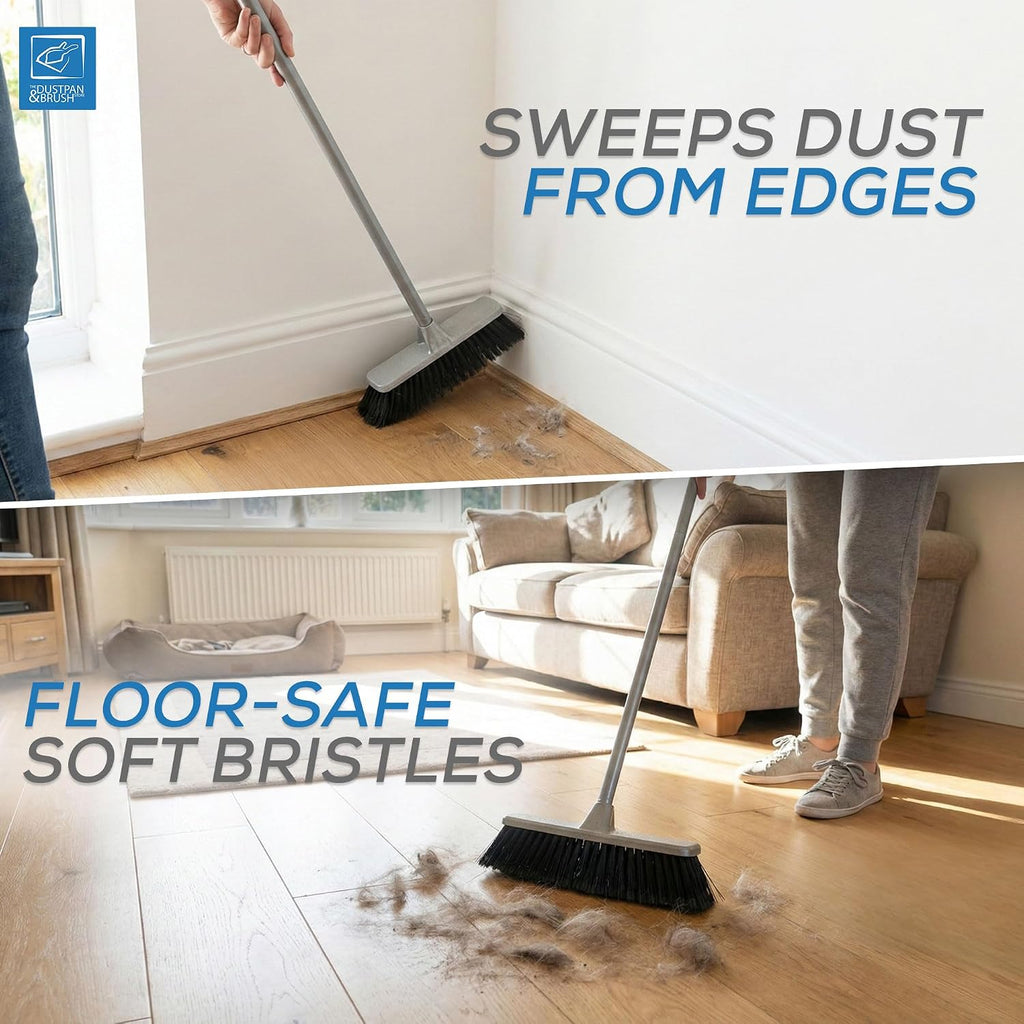 Hbala 4-Piece Home Cleaning Set – Broom, Dustpan & Brush, Scrub Brush, Dish Brush