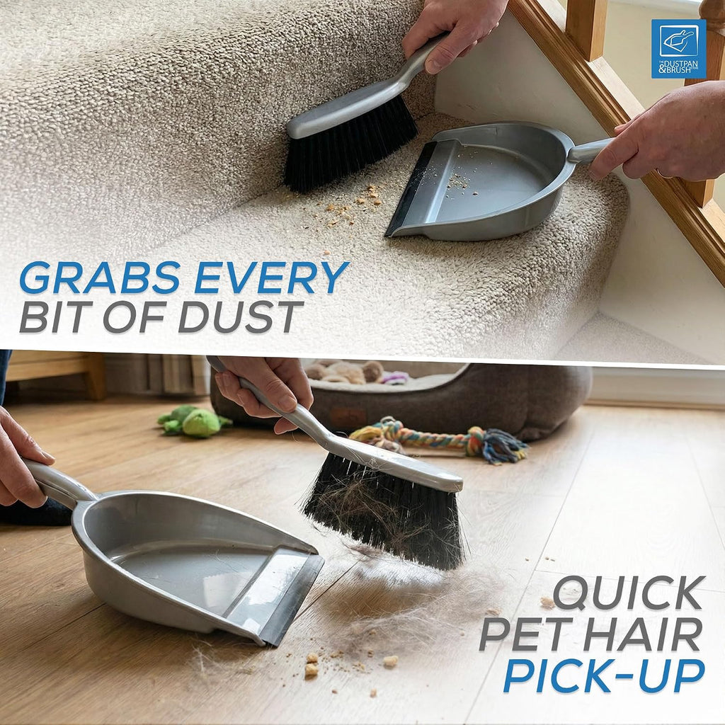 Hbala 4-Piece Home Cleaning Set – Broom, Dustpan & Brush, Scrub Brush, Dish Brush
