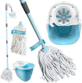 Hbala Cotton Mop and Bucket Set – 13L Wringer Bucket, Telescopic Handle, Duck Egg